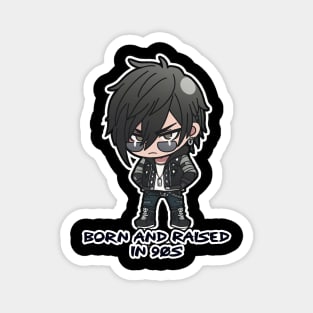 Born and Raised in 90's Chibi Rocker Boy Design Magnet