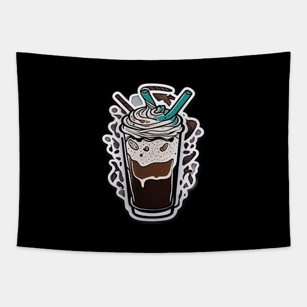 Ice Coffee Vintage Coffeebeans Retro Since Established Tapestry by Flowering Away