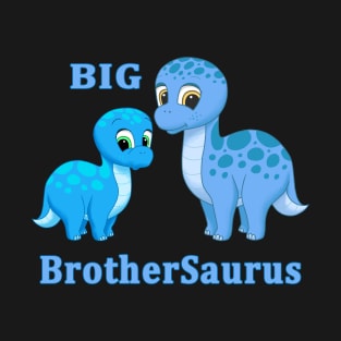 Cute Blue Brontosaurus Big Brother Dinosaur T-Shirt