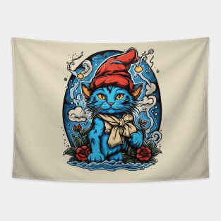 Tattoo Smurf Cat Tapestry