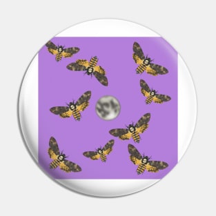 Death's Head Moth and Moons Purple Pin