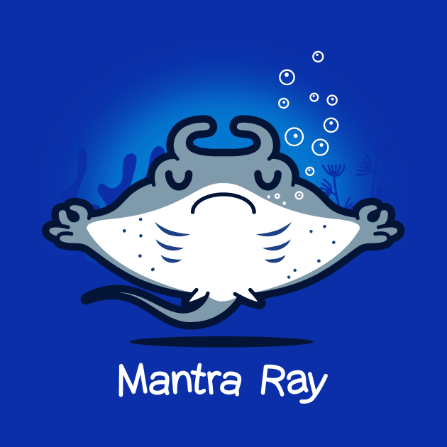 Funny Cute Kawaii Manta Ray Meditating Yoga Mantra Cartoon by Originals By Boggs