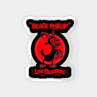 Black Phillip - Live Deliciously - Vintage Cartoophilin Goat RED Magnet