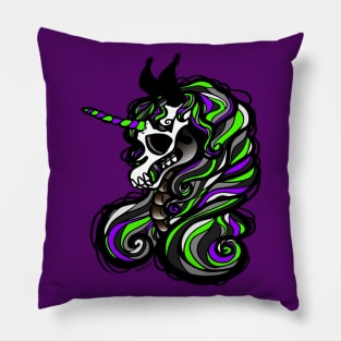 Unicorn Skeleton (Purple and Green Version) Pillow