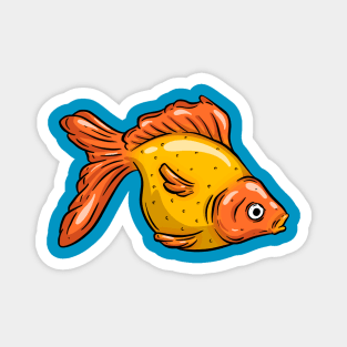 Orange Tropical Fish Cartoon Illustration Goldfish Design Magnet