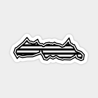 Malcolm Island Silhouette in Black and White Stripes - Simple Line Pattern - Malcolm Island Magnet