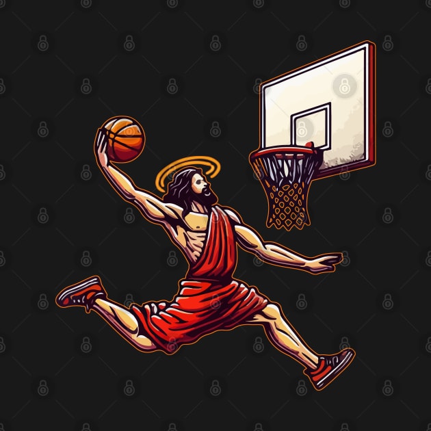 Funny Basketball Retro Jesus Christ by TomFrontierArt