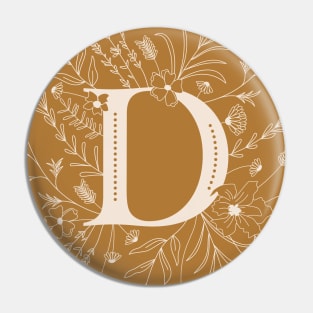 Botanical Letter D (Mustard Yellow) Pin