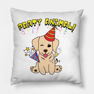 Party Animal Golden Retriever Pillow