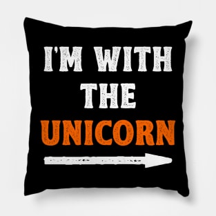 Funny Halloween I'm With The Unicorn Costume Couple Pillow