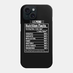 Gemini Nutrition Facts Label Phone Case