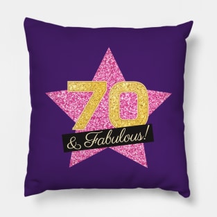 70th Birthday Gifts Women Fabulous - Pink Gold Pillow