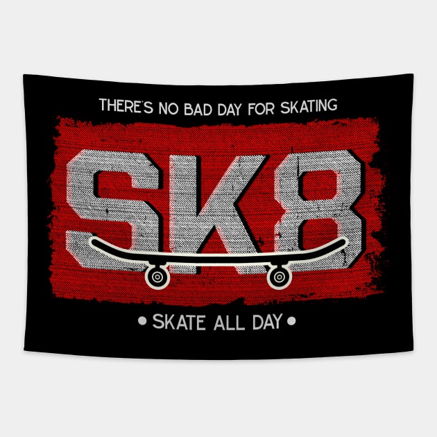 Skateboarding Skater Vintage Skateboard Skating Tapestry by Foxxy Merch