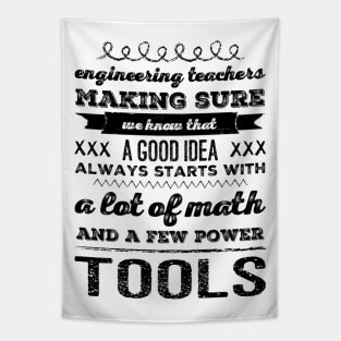 Engineering Teachers making sure we know that a good idea always start with a lot of math and a few power tools Tapestry