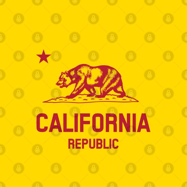 California Republic 'bear flag revolt' - red print by retropetrol