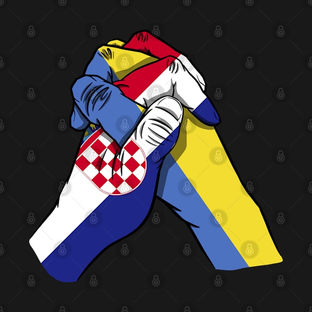 Croatia and Ukraine Flags Holding Hands Ukraine Croatia Roots by BramCrye