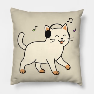 "Dancing Cat with Headphones" Pillow