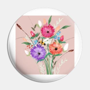 Rose Gold Floral Bouquet Pin