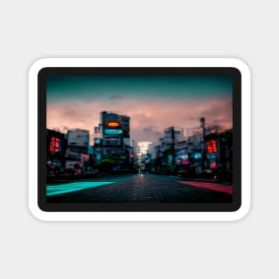 Tokyo City Street View With Neon signs / Tokyo, Japan Magnet