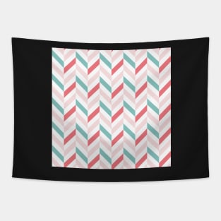 zigzag chevron pink on white small scale Tapestry