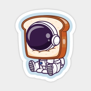 Cute Astronaut With Bread Cartoon Magnet