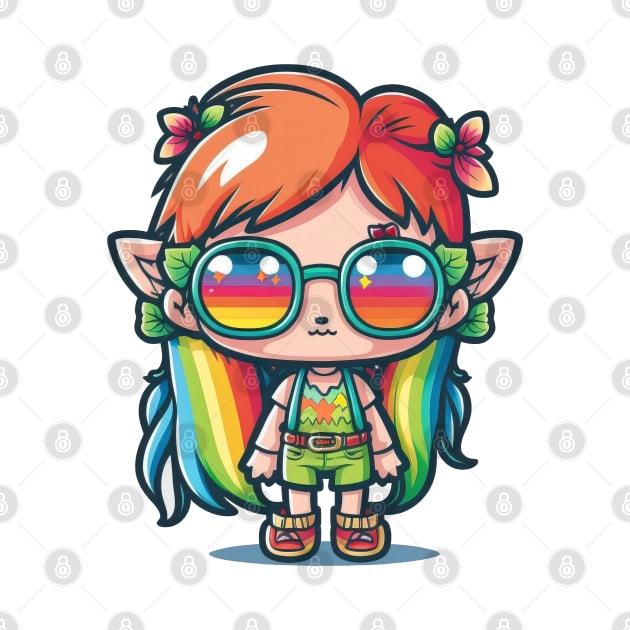 Cute happy kawaii hipster elf by Quixar