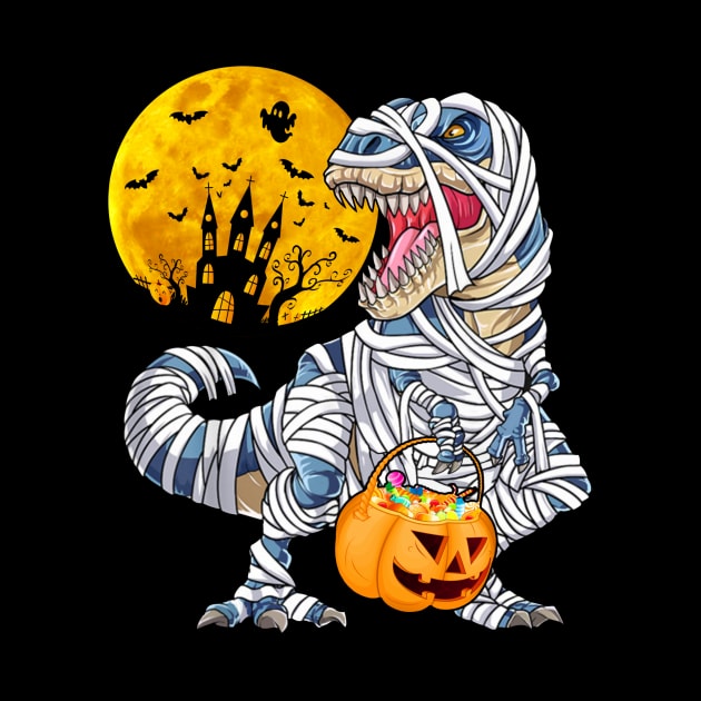 Halloween Shirts for Boys Kids Dinosaur T rex Mummy Pumpkin by binnacleenta