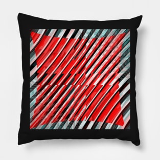 Red diagonals with some blue, black and white Pillow
