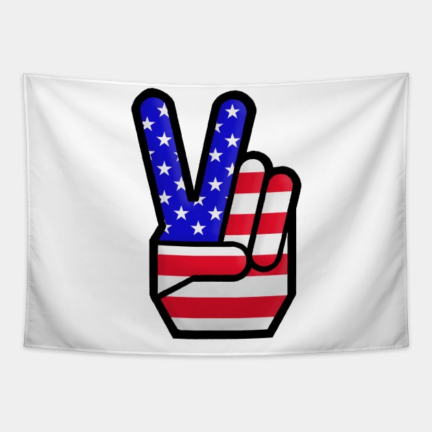 USA Peace Sign Hand Gesture Tapestry by DankFutura