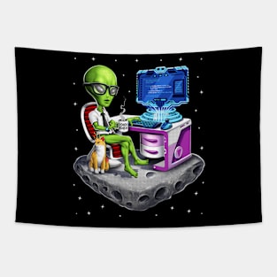 Space Alien Programmer Tapestry