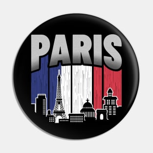 Paris France Skyline Vintage Flag Pin