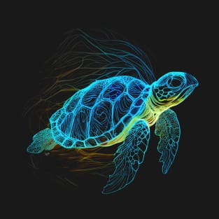 Sea Turtle Blue Neon T-Shirt