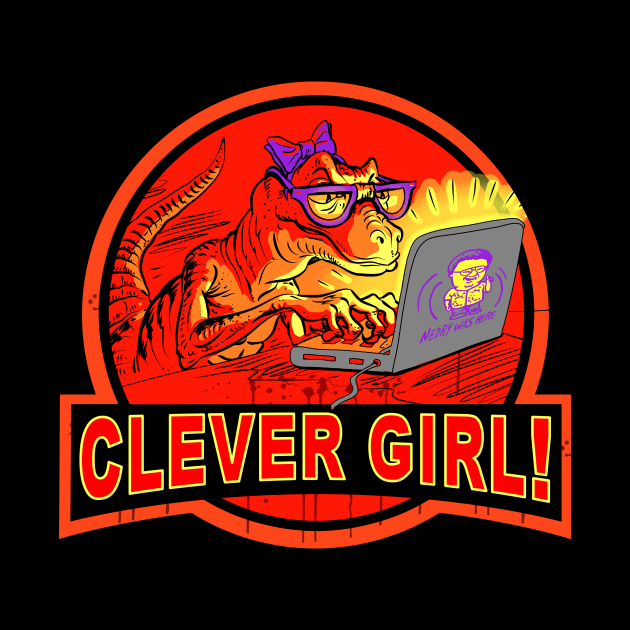 Clever Girl Computer Velociraptor Nerd by WeaselPop