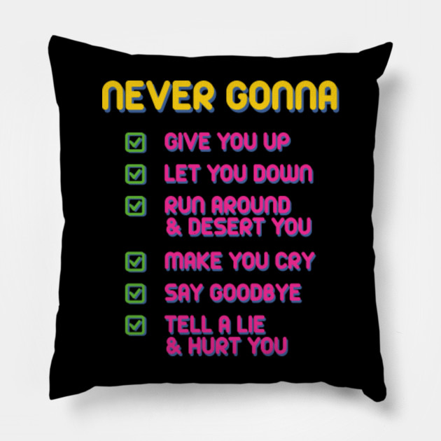 Never Gonna Give You Up Rick Astley Retro Pillow Teepublic