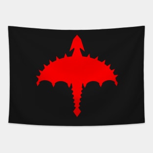 Red Abstract Digital Cyber Heavy Metal Dragon Design Tapestry