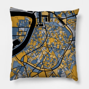 Antwerp Map Pattern in Blue & Gold Pillow