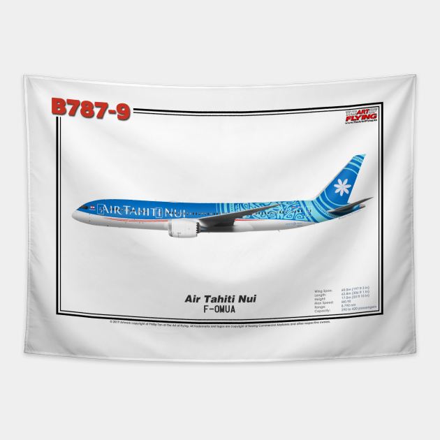 Boeing B787-9 - Air Tahiti Nui (Art Print) Tapestry by TheArtofFlying