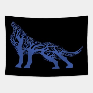 Wolf tree blend cute cool colorful Tapestry