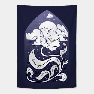 I bloom at night - blue gradient Tapestry