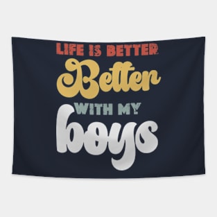 Life is Better with My Boys Women Funny Mom Gift Mothers Day 2024 Graphic Summer Short Athletic Tapestry