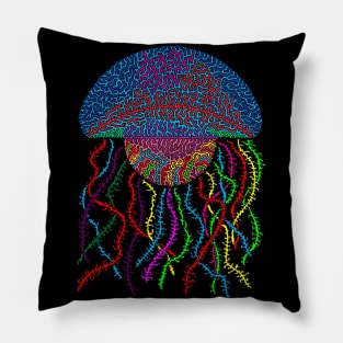 Rainbow Jellyfish - transparent background Pillow