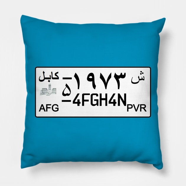 Afghanistan car license plate Pillow by Travellers