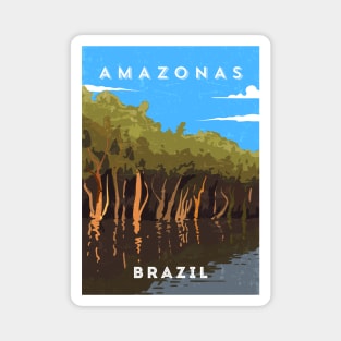 Amazonas, Brazil - Retro travel minimalist poster Magnet