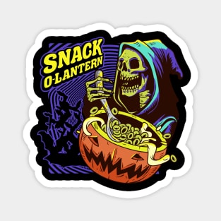 Snack O-Lantern Halloween Death Skeleton Eating Cereal Magnet