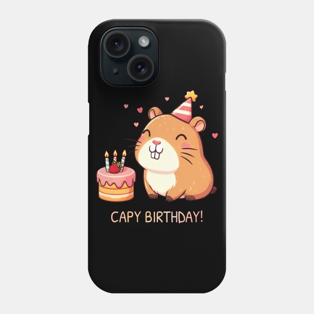 Capy Birthday Capybara Kawaii Phone Case by ThesePrints