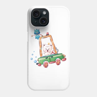 Bear driving a car with an Owl on top Phone Case