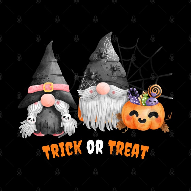 Trick or Treat Halloween! Cute Gnomes Halloween Pumpkin Spooky Season Autumn Vibes Halloween Thanksgiving and Fall Color Lovers by BellaPixel