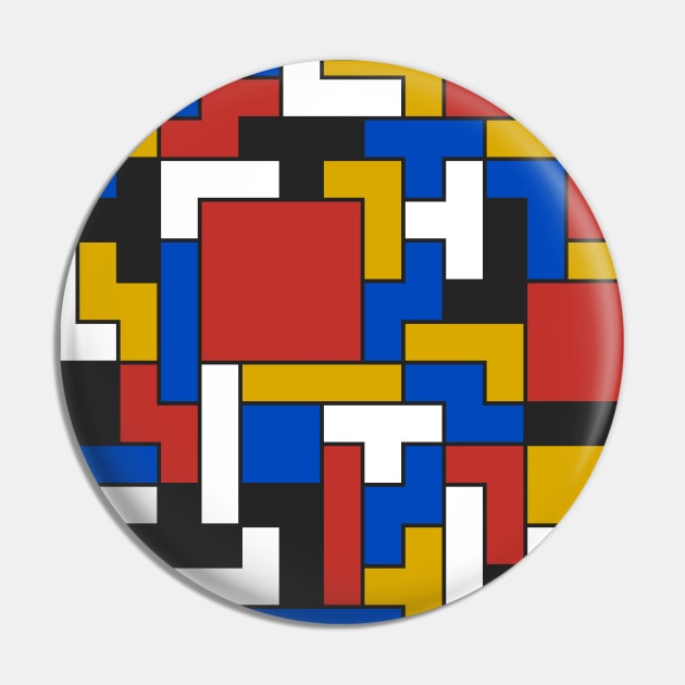 Tetris Mondrian Pin by Axiomfox