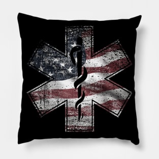 4th of July Paramedic T-Shirt EMS EMT USA American Flag Tee Pillow