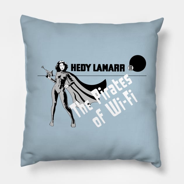 The Pirates of Wi-Fi (B and W) Pillow by LordNeckbeard